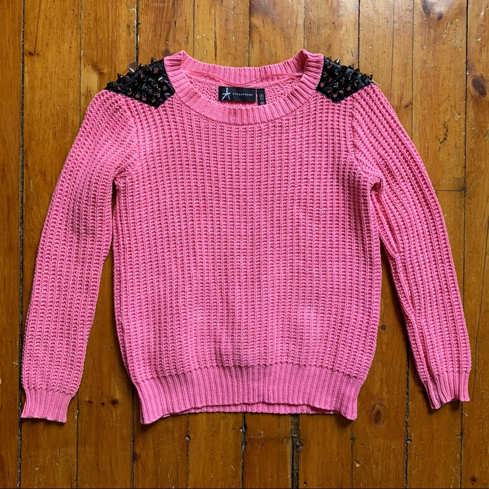 Atmosphere Pink Knit Sweater with Spikes 💖🤘🖤